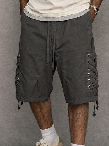 Street Style Side Drawstring Cotton Shorts