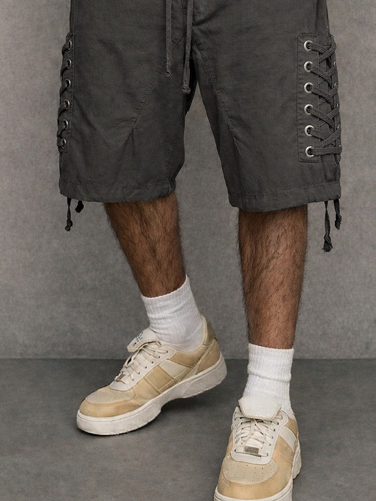 Street Style Side Drawstring Cotton Shorts