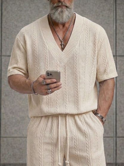 Relaxed Fit Jacquard T-Shirt Shorts Set