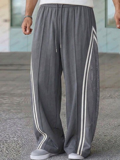Breathable Mesh Panel Side Stripe Casual Pants