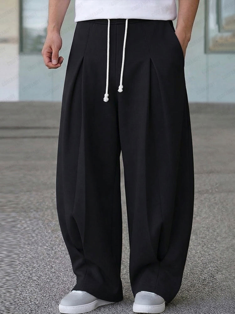 Casual Relaxed Fit Pleated Sweat Pants