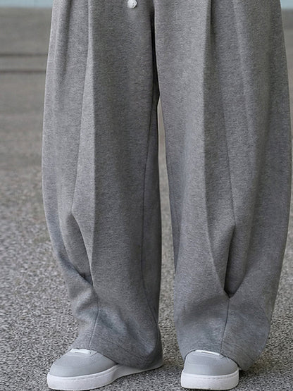 Casual Relaxed Fit Pleated Sweat Pants