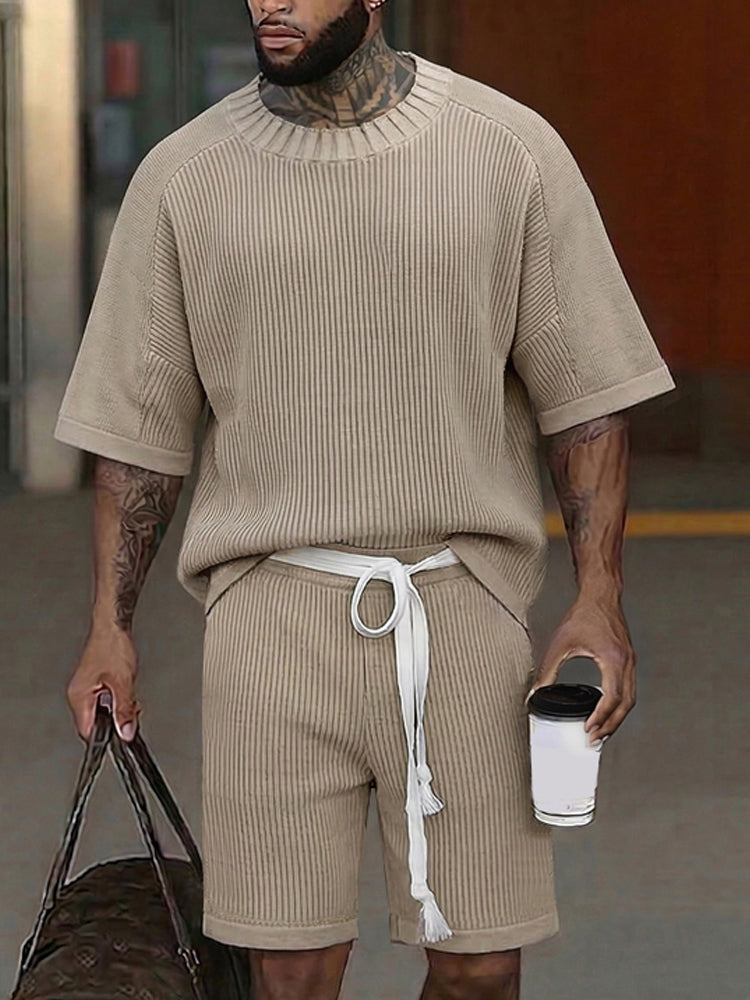 Effortless Summer Breathable Knit Shorts Set