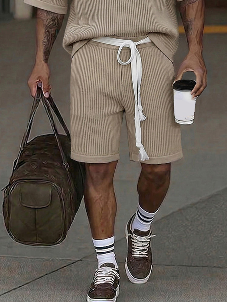 Effortless Summer Breathable Knit Shorts Set
