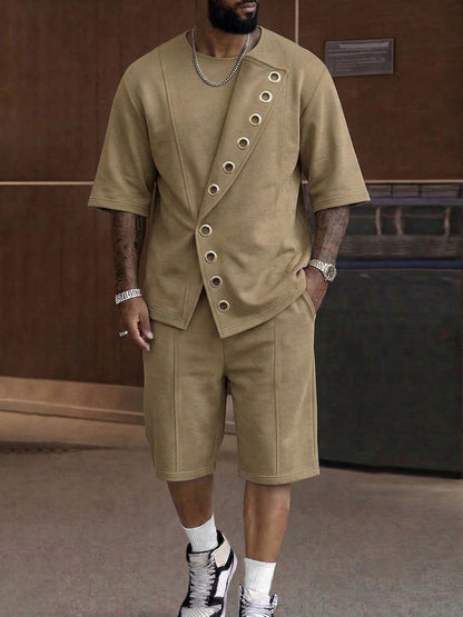 Unique Grommets Design T-Shirt Shorts Set