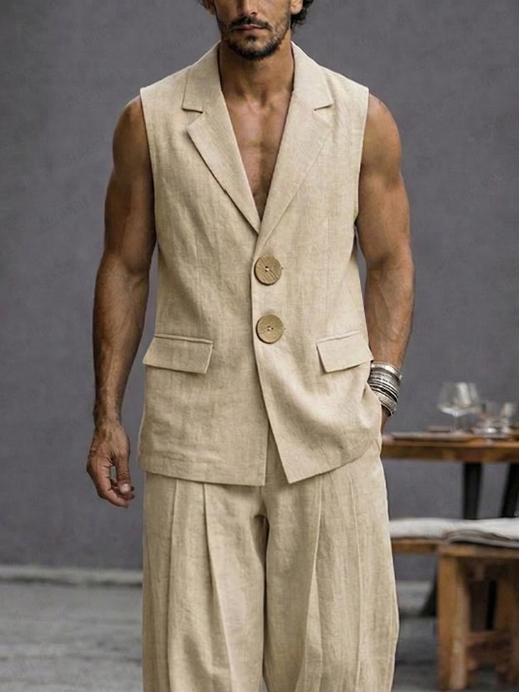 Premium Minimalist Cotton Vest Pants Matching Set