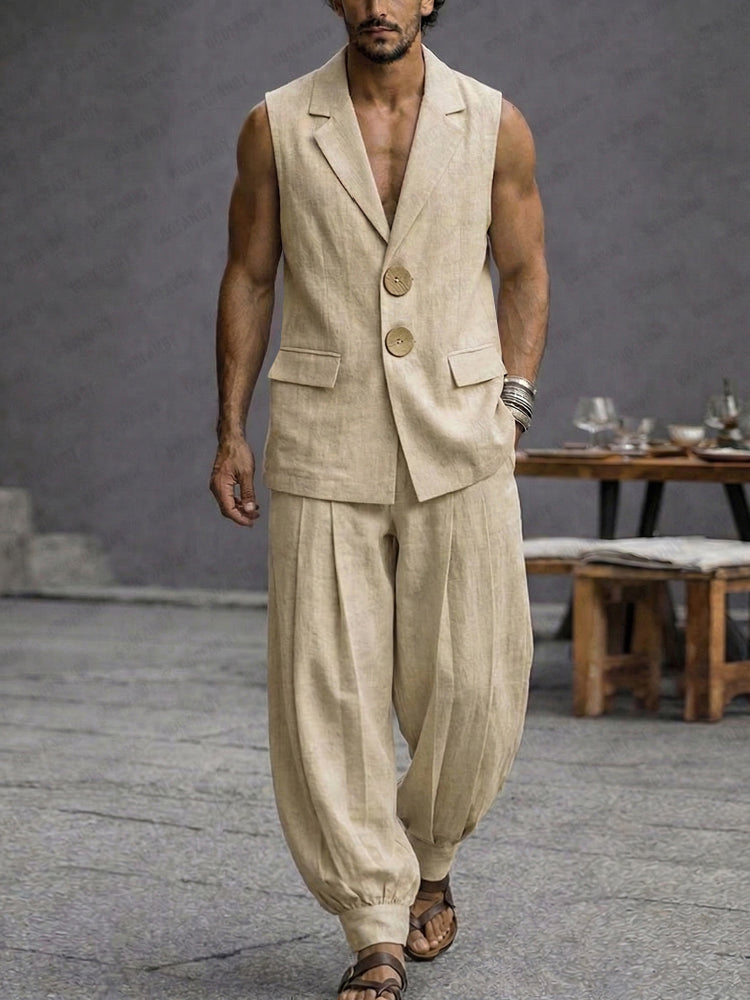 Premium Minimalist Cotton Vest Pants Matching Set