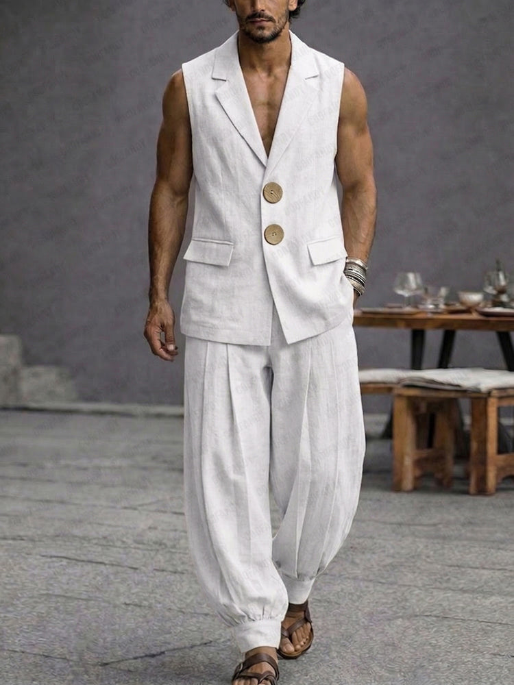 Premium Minimalist Cotton Vest Pants Matching Set