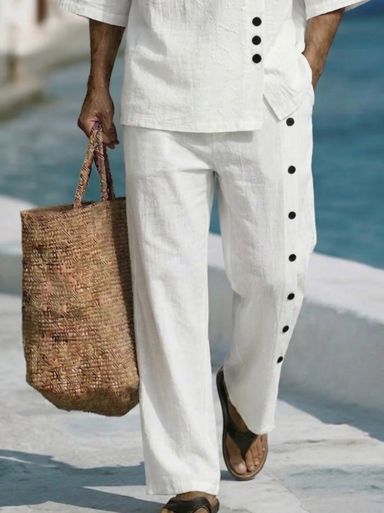 Comfy Summer Cotton Button Accent 2-Piece Set