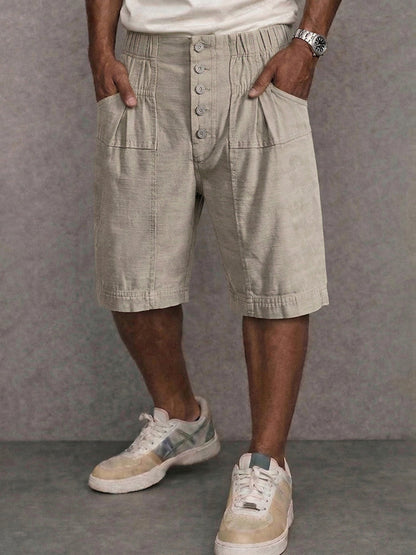 Unique 100% Cotton High Waist Button Shorts