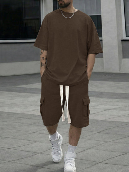 Athleisure Loose Fit Cargo Shorts Set