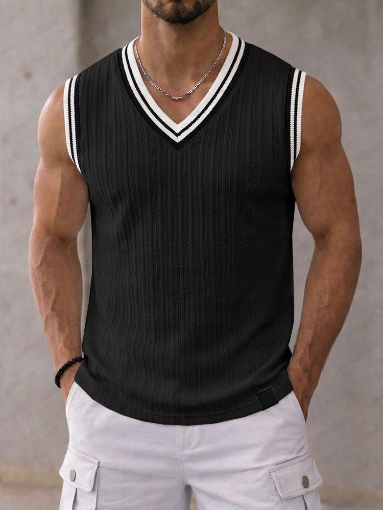 Modern Street Contrast Stripe Tank Top
