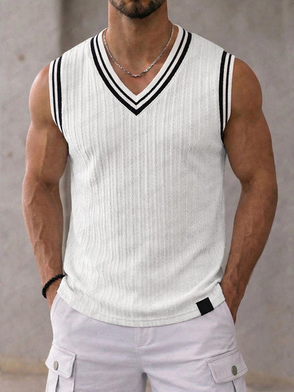 Modern Street Contrast Stripe Tank Top
