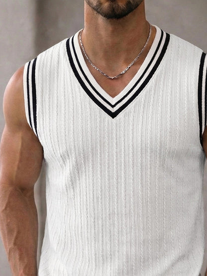 Modern Street Contrast Stripe Tank Top