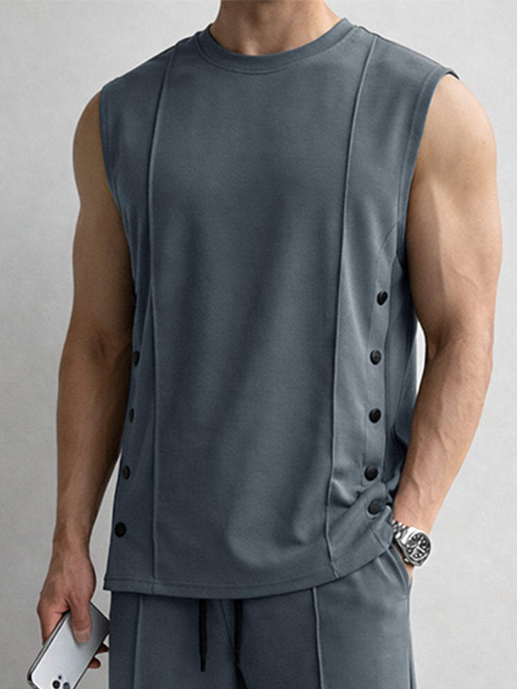 Unique Button Accents Tank Top and Pants Set