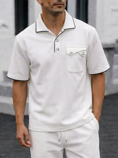 Smart Casual Contrast Trim Polo Shirt Set