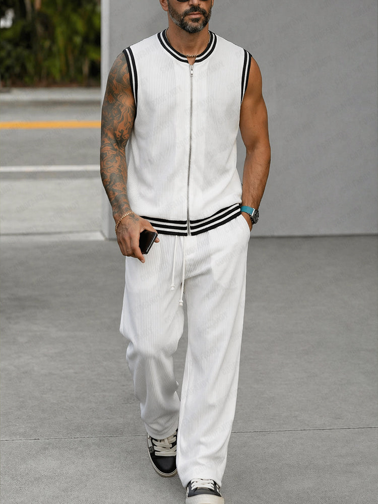 Athleisure Loose Fit Stripe Trim 2-Piece Set