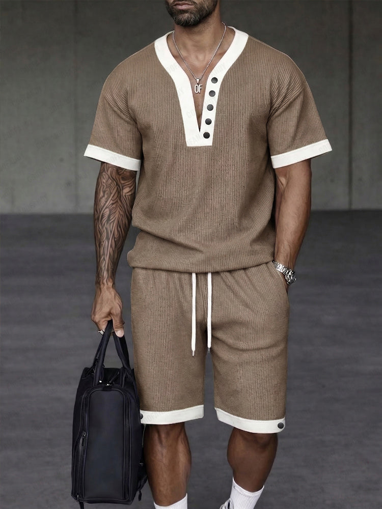 Modern Athleisure Contrast Trim Matching Set