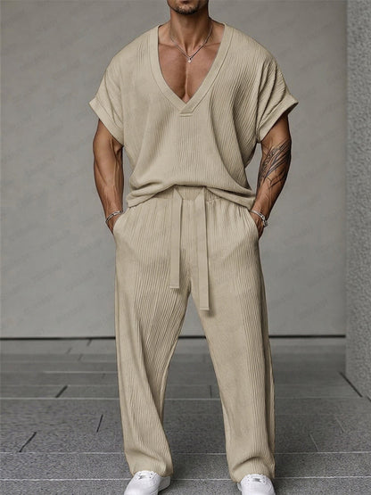 Urban Casual Relaxed Fit Drawstring Pants Set