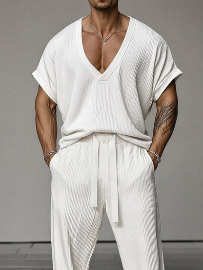 Urban Casual Relaxed Fit Drawstring Pants Set