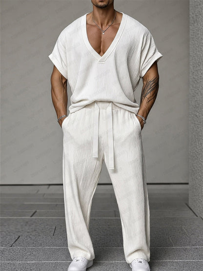 Urban Casual Relaxed Fit Drawstring Pants Set