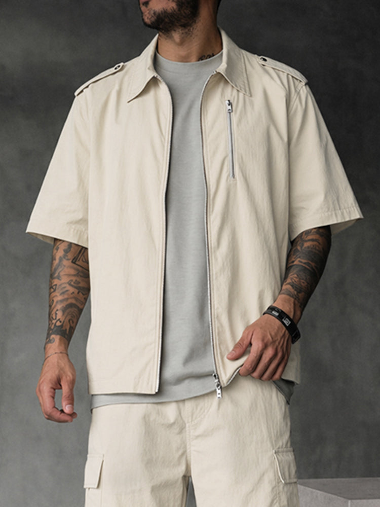 Summer Casual 100% Cotton Shirt Shorts Set