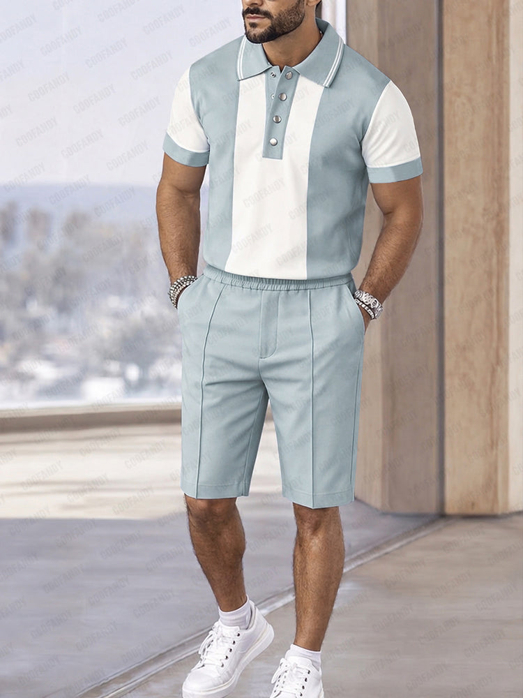 Urban Athleisure Colorblock Polo Shirt Set