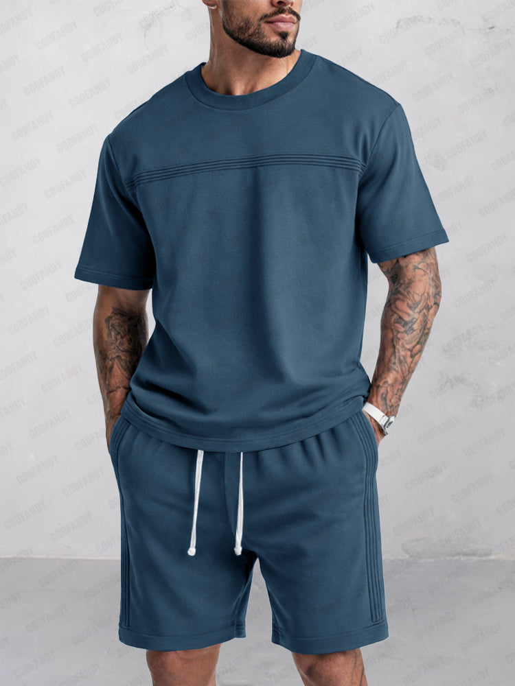 Athleisure Seam Detail T-Shirt Shorts Set