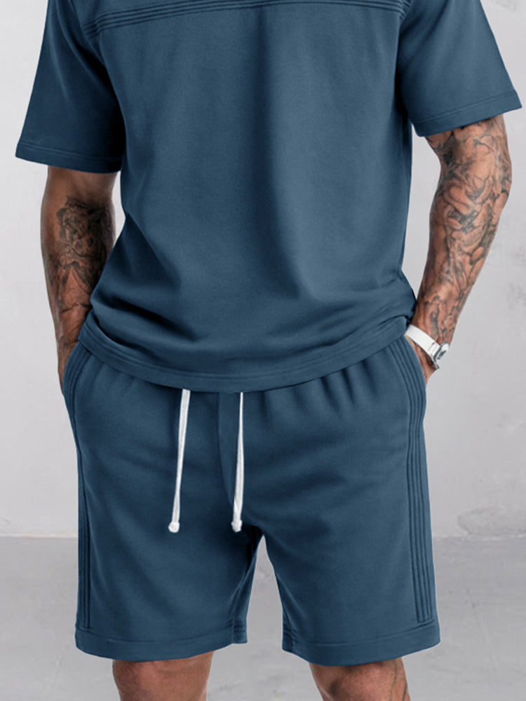 Athleisure Seam Detail T-Shirt Shorts Set