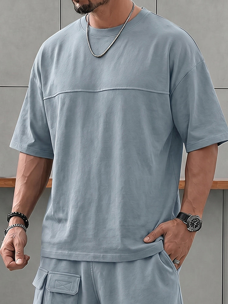 Athleisure Relaxed Fit T-Shirt and Cargo Shorts Set