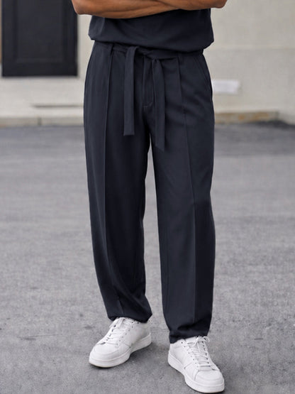 Casual Drawstring Design T-Shirt Pants Set