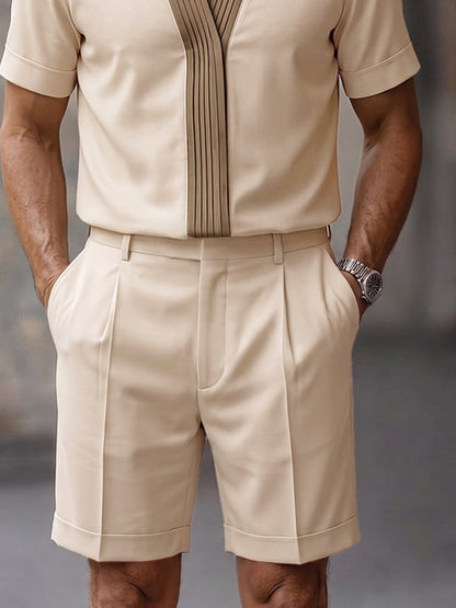 Smart Casual V-Neck Top and Shorts Set