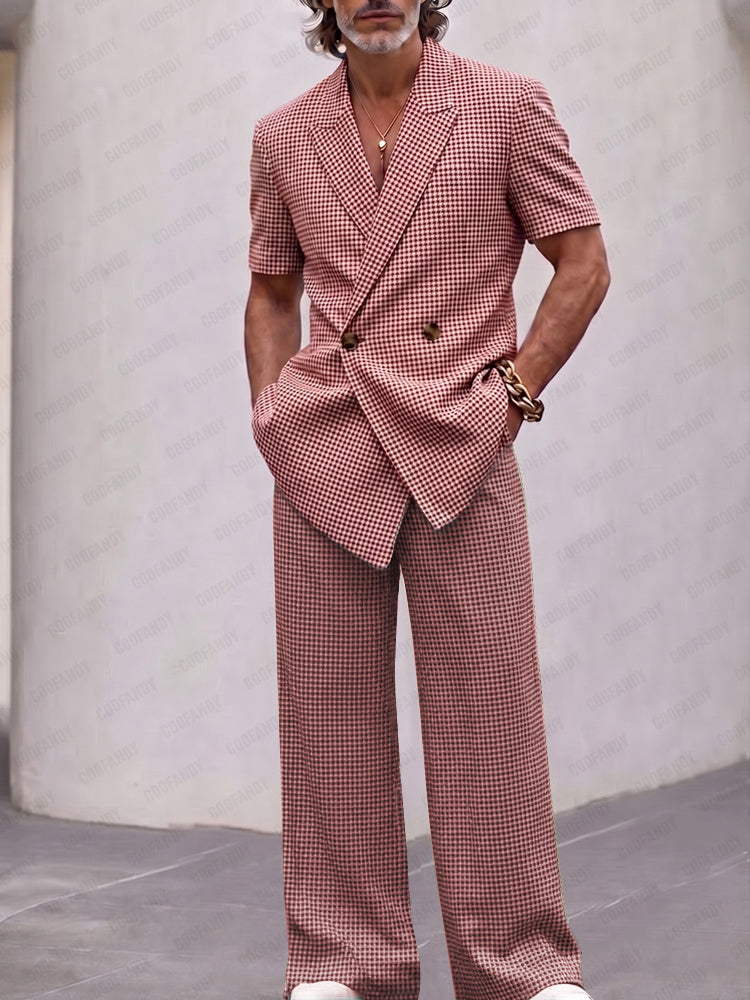 Vintage Smart Casual Plaid Matching Set