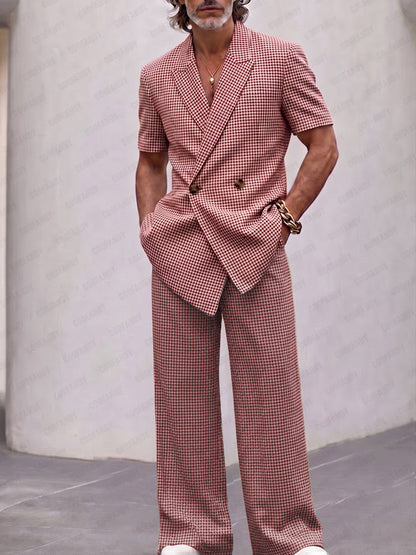 Vintage Smart Casual Plaid Matching Set