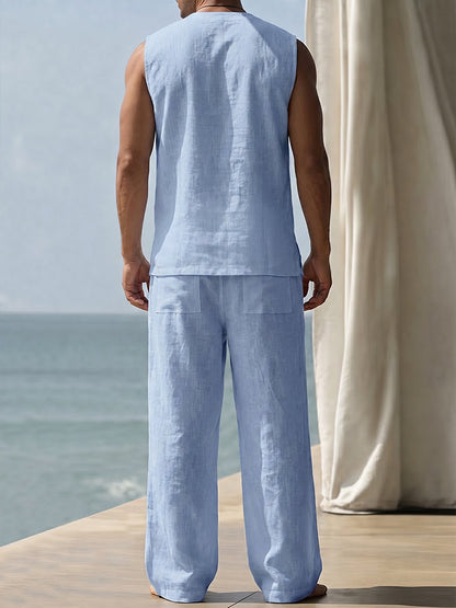 Vacation Casual Printed Tank Top and Pants Set