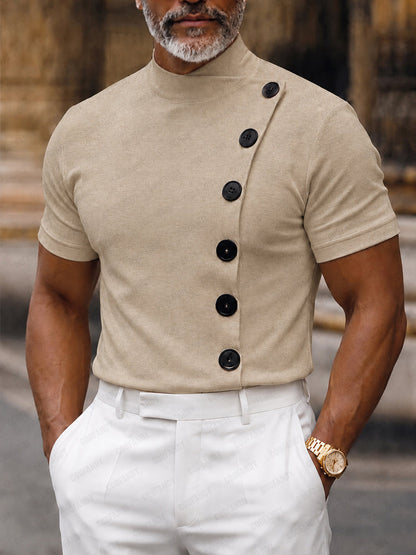 Stylish Slim Fit Buttons Decor Pullover Top