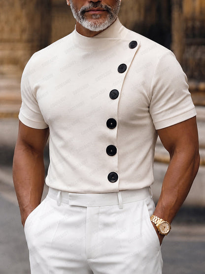 Stylish Slim Fit Buttons Decor Pullover Top