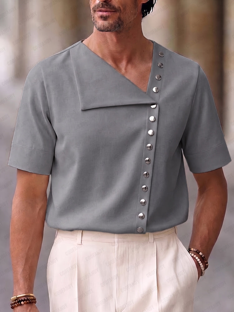 Casual Unique Asymmetrical Button Design Shirt