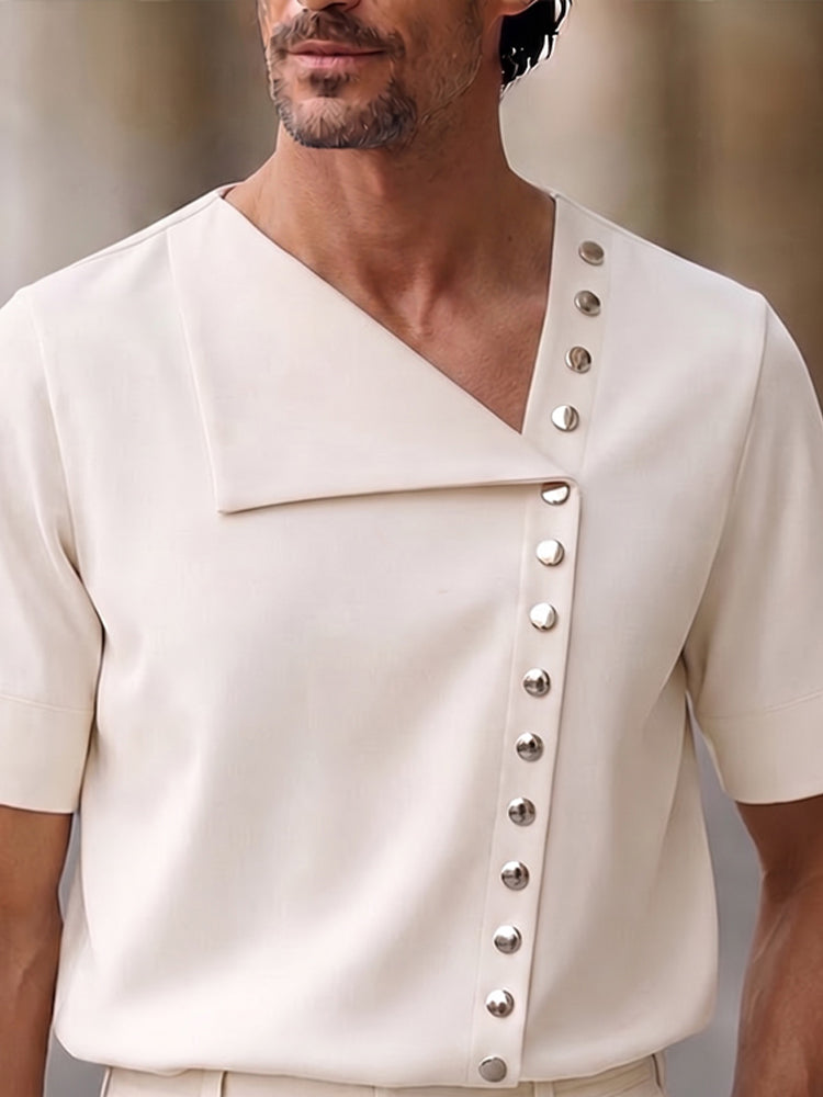 Casual Unique Asymmetrical Button Design Shirt