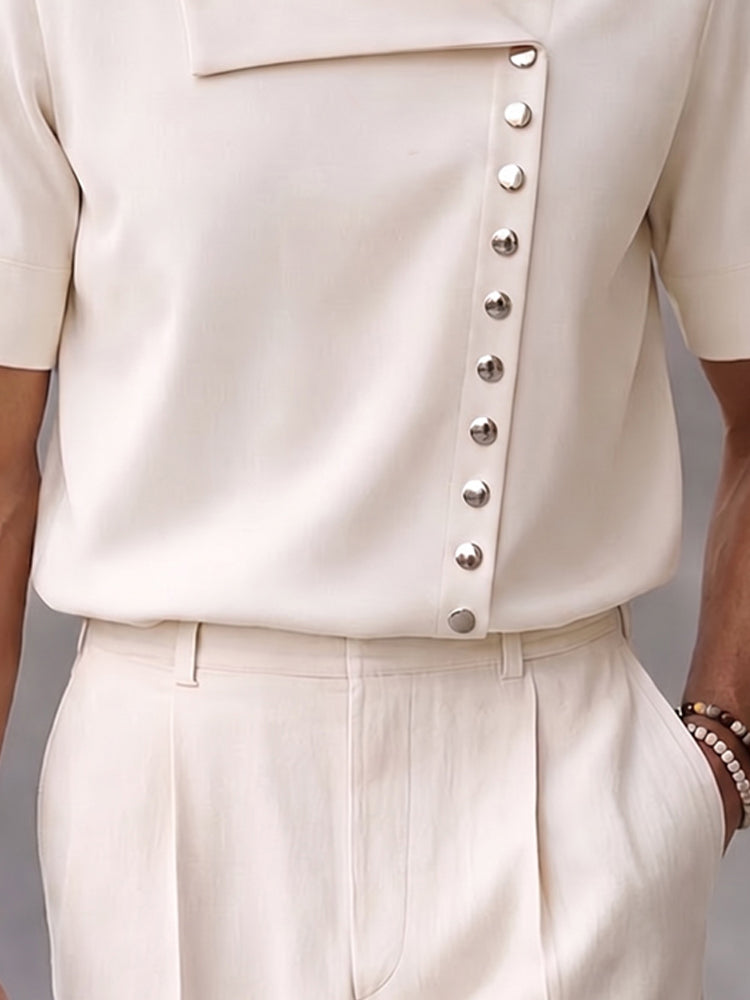 Casual Unique Asymmetrical Button Design Shirt