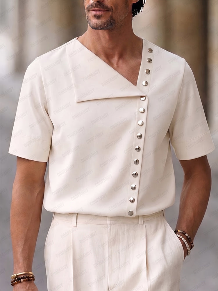 Casual Unique Asymmetrical Button Design Shirt
