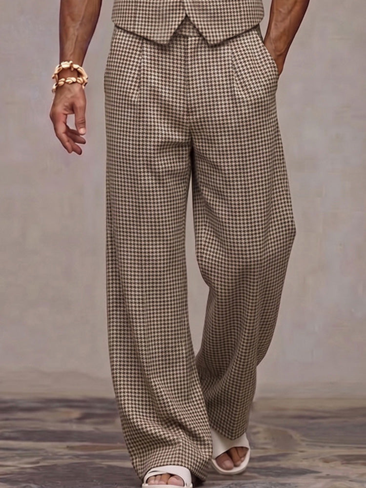 Modern Plaid Suit Vest and Pants Set