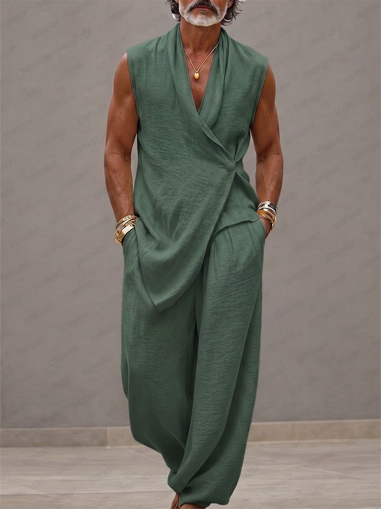 Minimalist Loose 100% Cotton Tank Top Pants Set