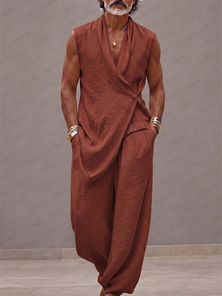 Minimalist Loose 100% Cotton Tank Top Pants Set