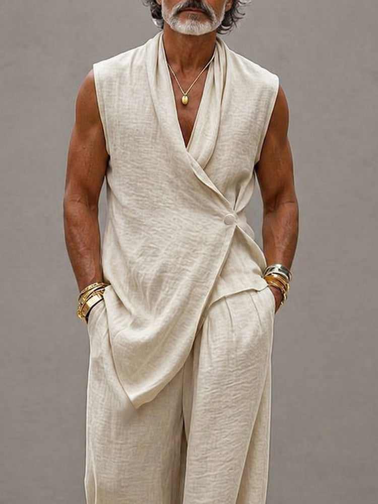 Minimalist Loose 100% Cotton Tank Top Pants Set