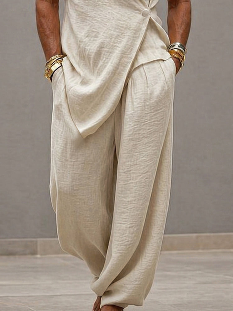 Minimalist Loose 100% Cotton Tank Top Pants Set