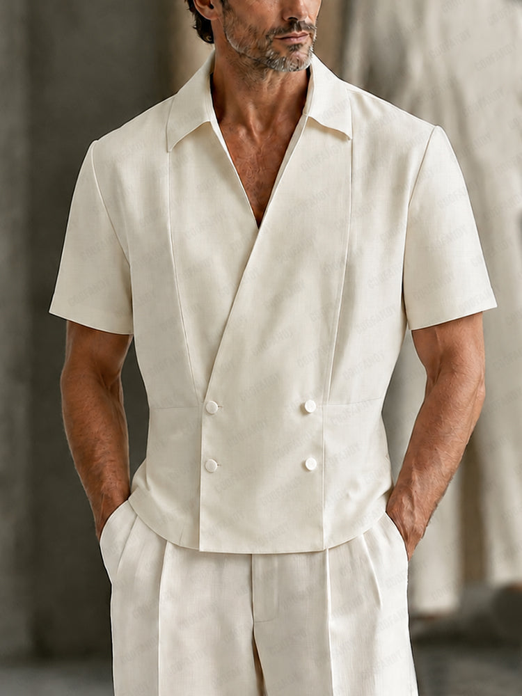 Urban Casual Short Sleeve Double Breasted Shirt