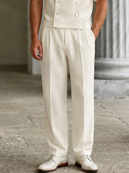 Smart Casual Double Breasted Suit Shirt Pants Set