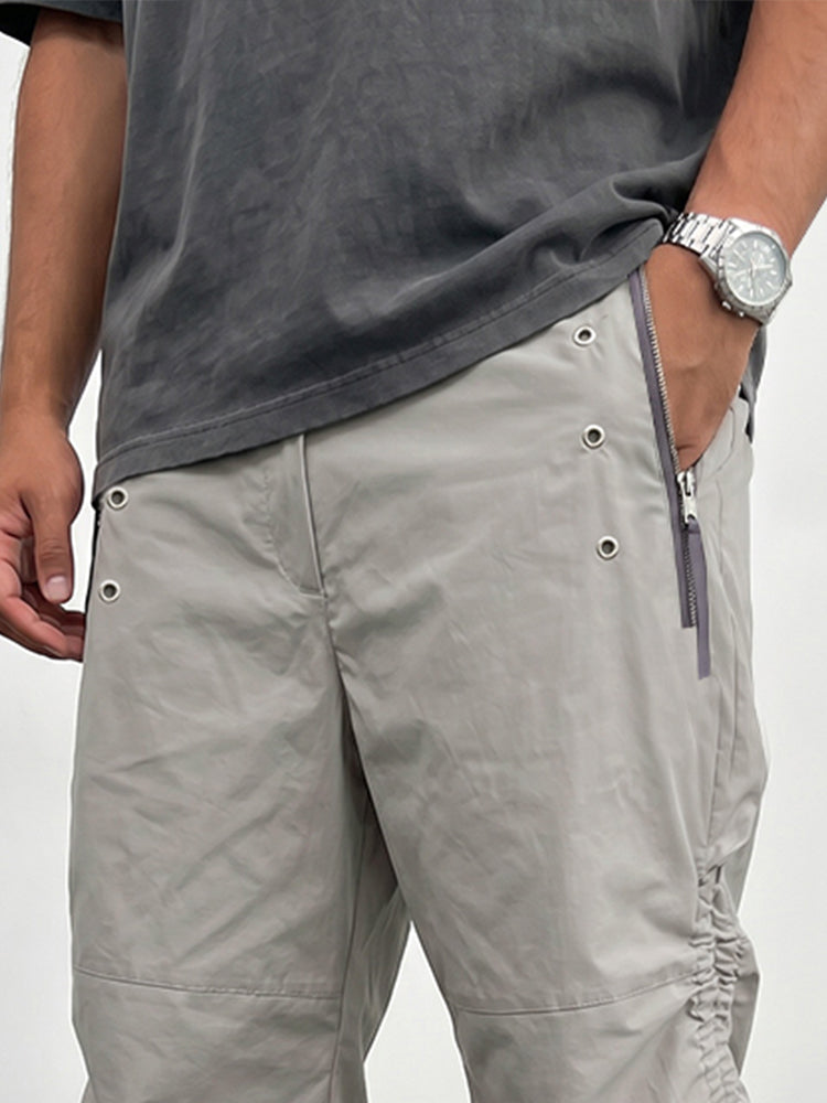 Versatile Cotton Drawstring Cargo Shorts with Zip Pockets