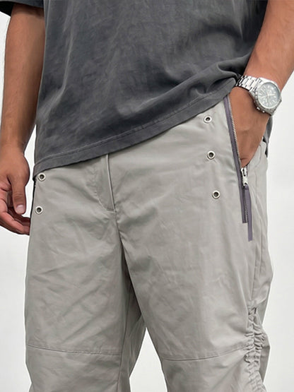 Versatile Cotton Drawstring Cargo Shorts with Zip Pockets